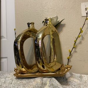 Modern Gold Vase Duo